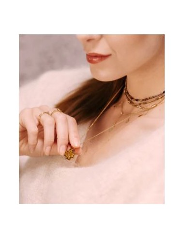 Collar llarg d'acer inoxidable daurat Trifolium Sa botigueta