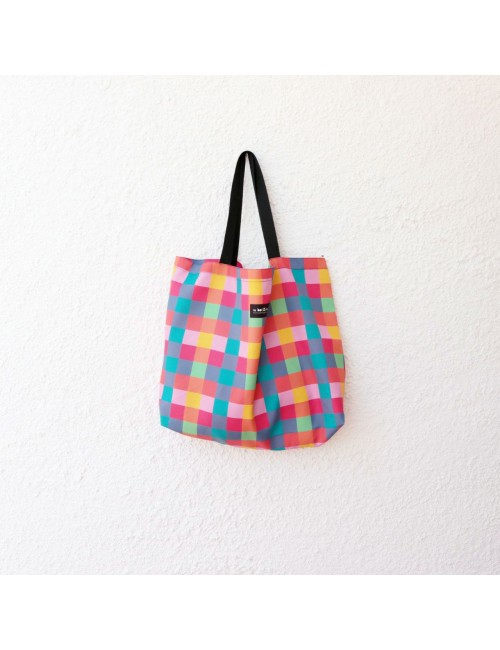 Bolsa playa Sabotigueta cuadros multicolor