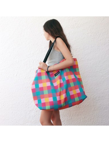 Bolsa playa Sabotigueta cuadros multicolor