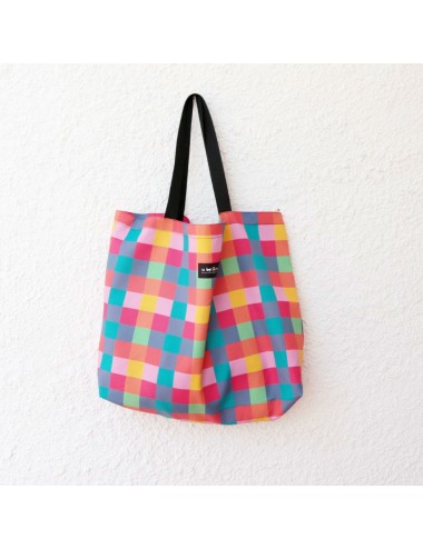Bolsa playa Sabotigueta cuadros multicolor