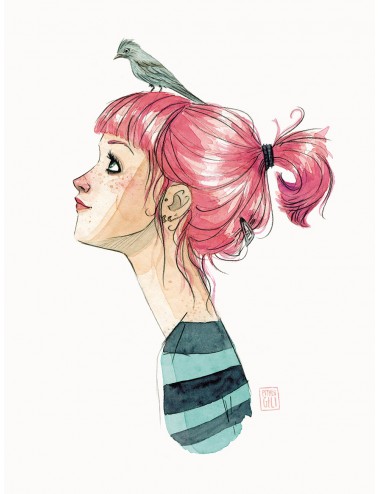 Lámina Pájaros en la cabeza de Esther Gili colección 2025