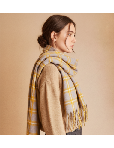 Bufanda cuadros mostaza