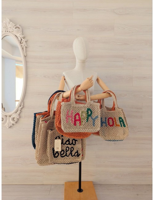 Bolsos de yute tejidos a...